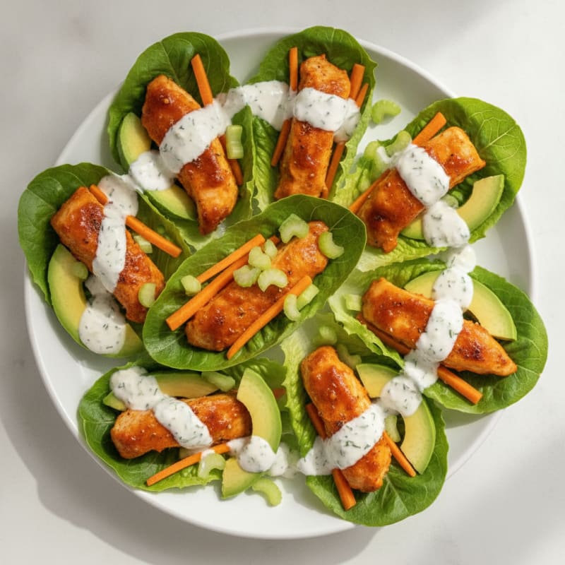Buffalo Ranch Chicken Lettuce Wraps