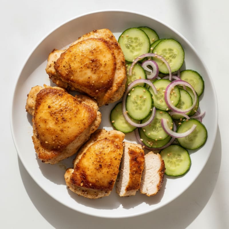 Pan-Seared Chicken Thighs with Cucumber Salad