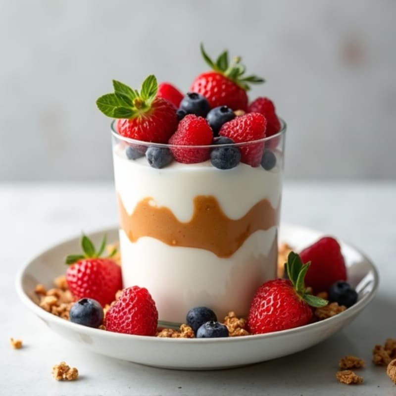 Creamy Greek Yogurt Parfait with Almond Butter and Berries