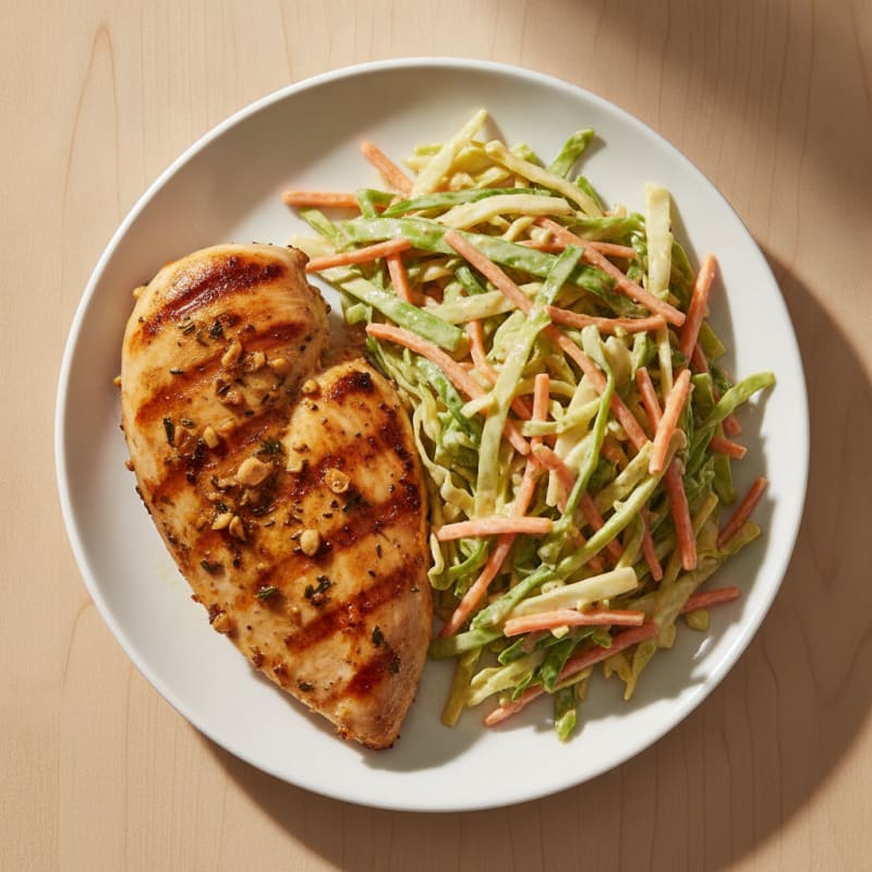 Grilled Chicken Breast with Crunchy Cabbage Slaw