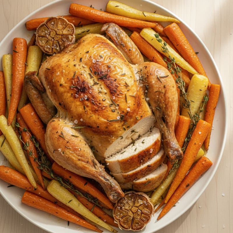 Garlic Herb Roasted Chicken with Root Vegetables