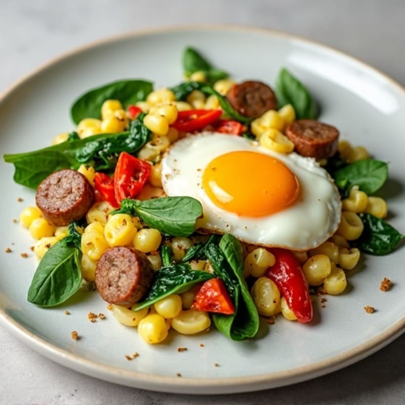 Egg White and Spinach Scramble with Turkey Sausage