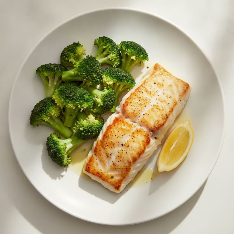 Seared Cod with Steamed Broccoli