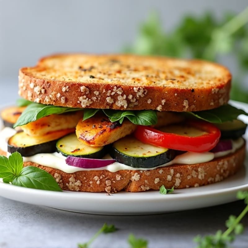 Herb-Roasted Vegetable Sandwich with Garlic Aioli