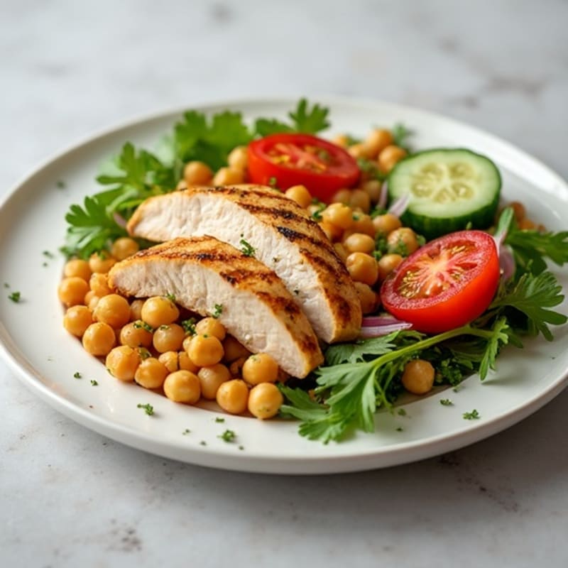 Grilled Chicken Breast with Crunchy Chickpea Salad