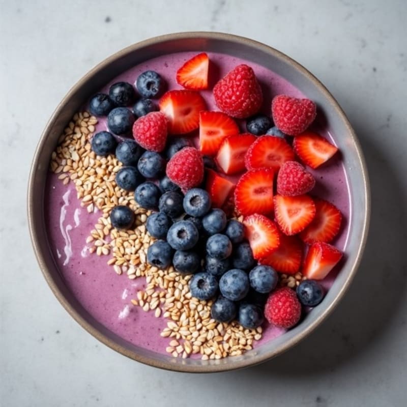 Silky Tofu Protein Smoothie Bowl with Berries and Hemp Seeds
