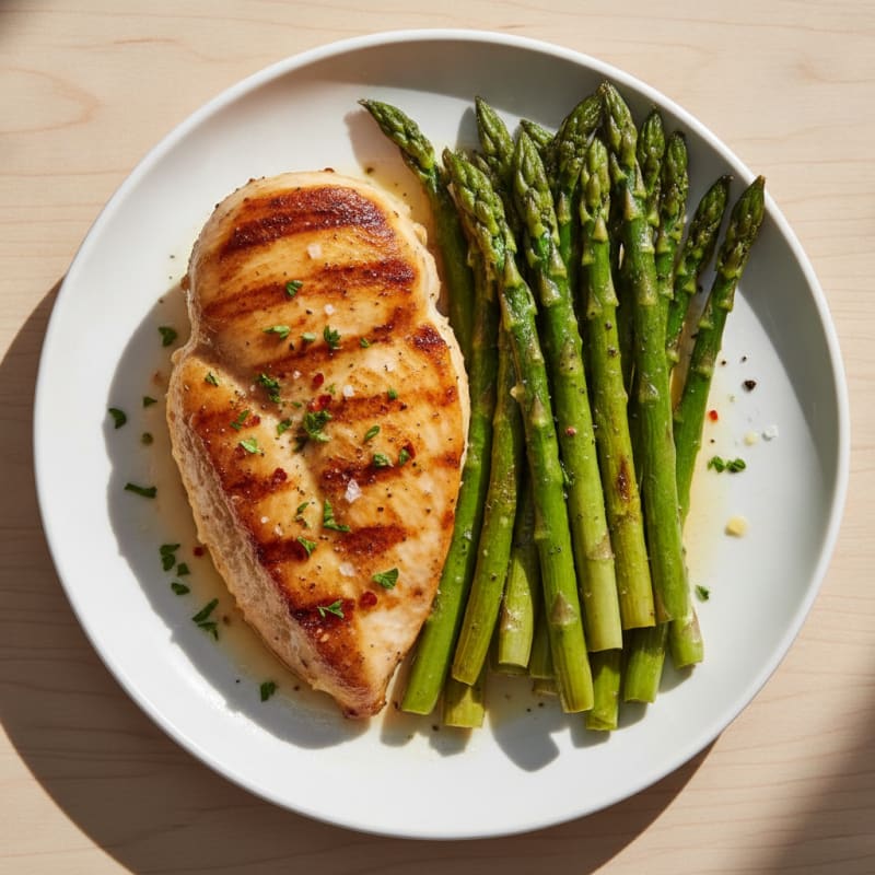 Pan-Seared Chicken with Roasted Asparagus
