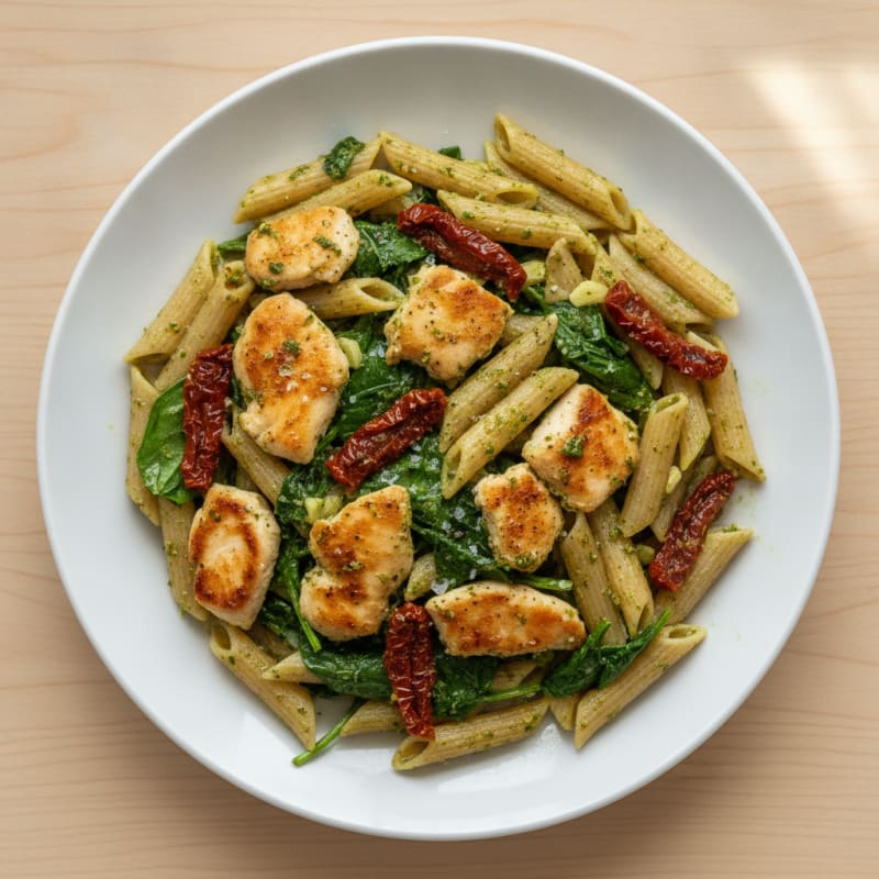 Pesto Chicken Pasta with Sun-Dried Tomatoes