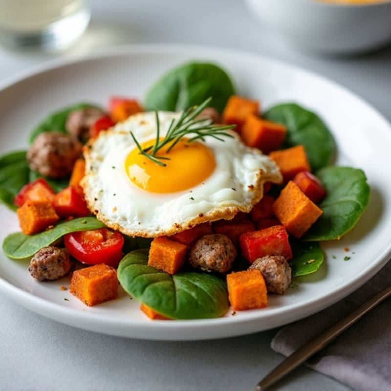 Herb-Roasted Sweet Potato and Egg Hash