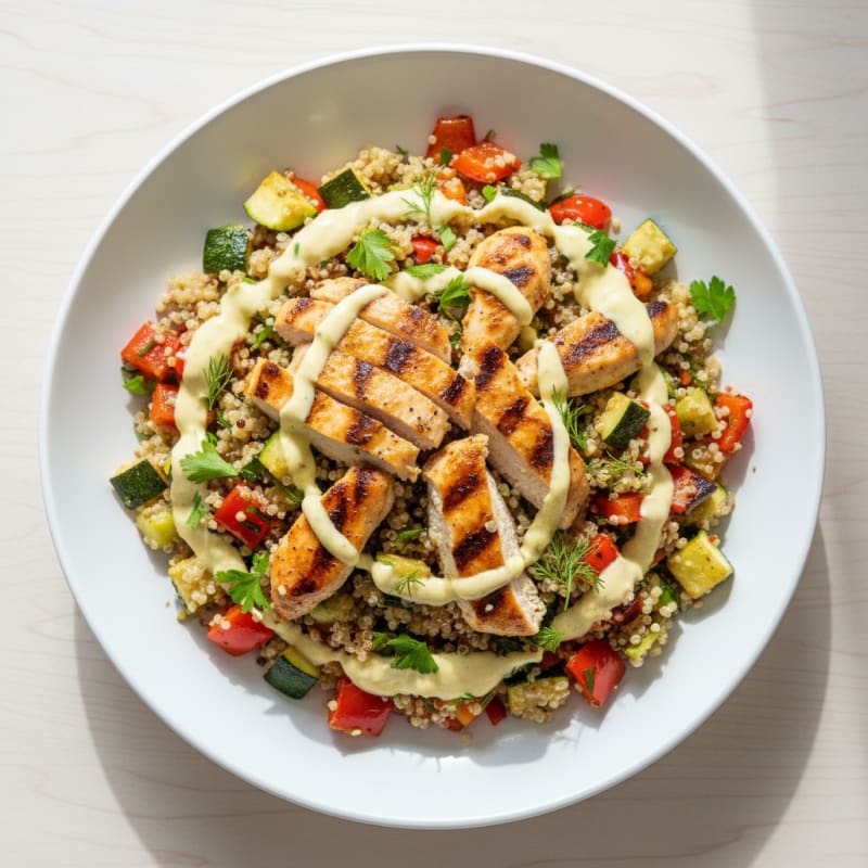 Grilled Chicken and Quinoa Salad with Roasted Vegetables