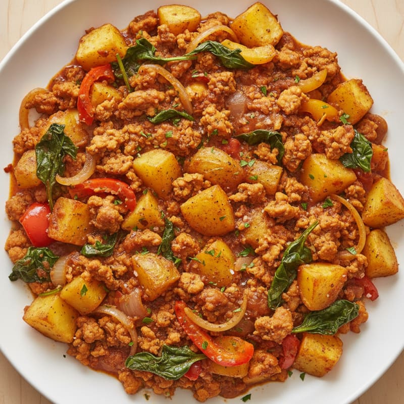 Ground Chicken and Roasted Potatoes Skillet