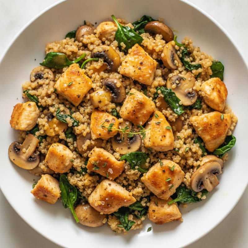 Garlic Mushroom Quinoa Bowl