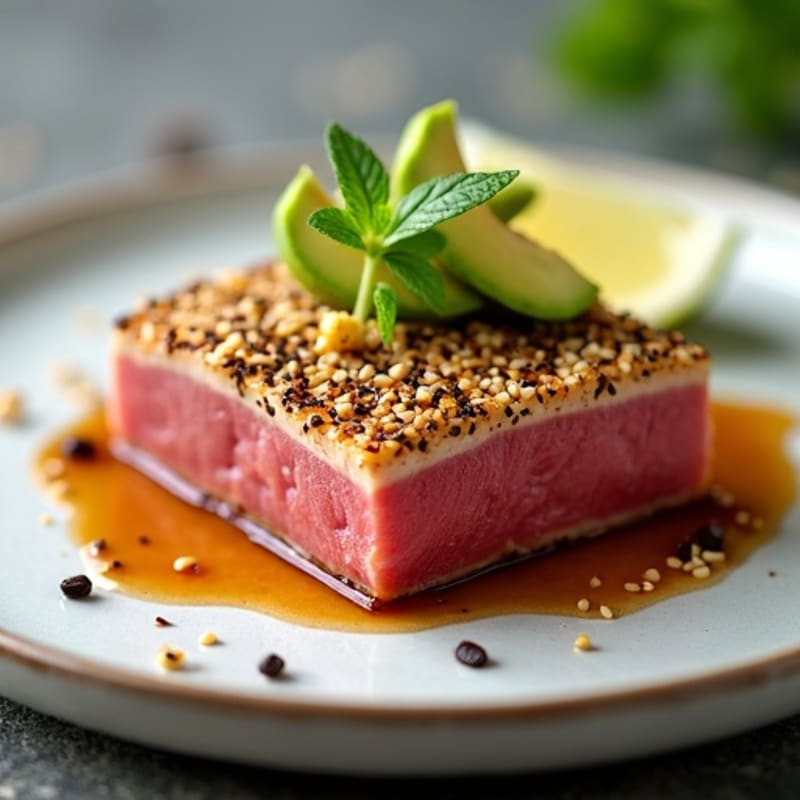 Sesame-Crusted Seared Ahi Tuna with Ginger-Lime Sauce