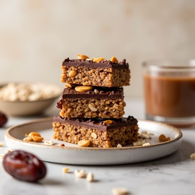 High Protein No-Bake Peanut Butter Chocolate Date Bars