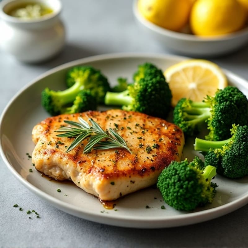 Pan-Seared Herb Chicken with Roasted Broccoli