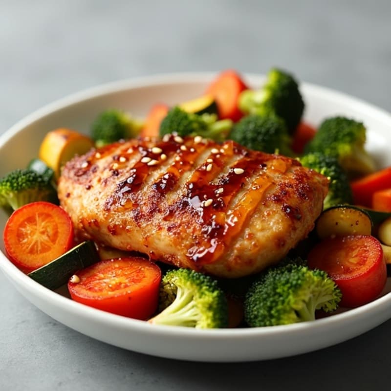 Crispy Baked Teriyaki Chicken with Roasted Vegetables