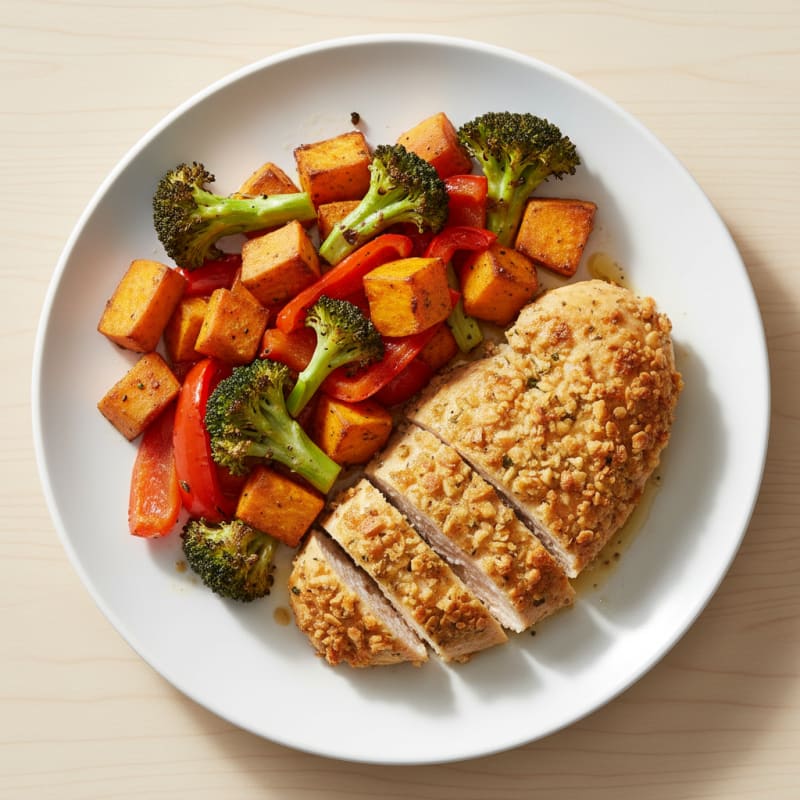 Golden Herb-Crusted Chicken with Roasted Vegetables