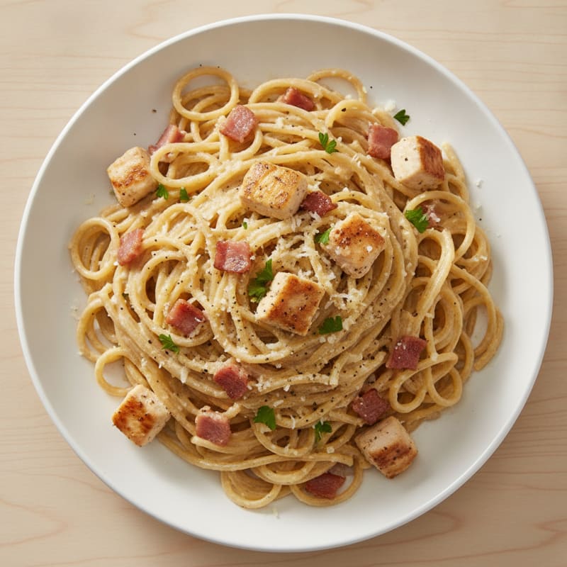 High-Protein Chicken and Pancetta Carbonara