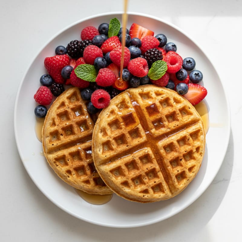 Golden Crispy Buttermilk Waffles with Berries