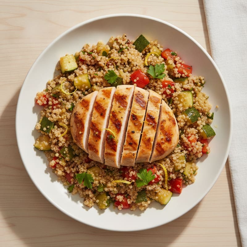 Grilled Chicken and Quinoa Salad with Roasted Vegetables
