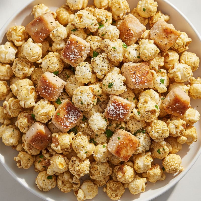 Parmesan Garlic Herb Popcorn with Savory Chicken Bites