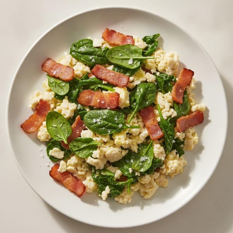 Egg White Scramble with Spinach and Turkey Bacon