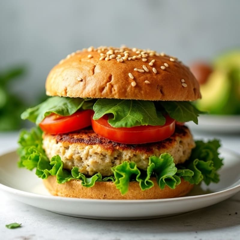 Lean Herb-Seasoned Turkey Burger with Fresh Greens