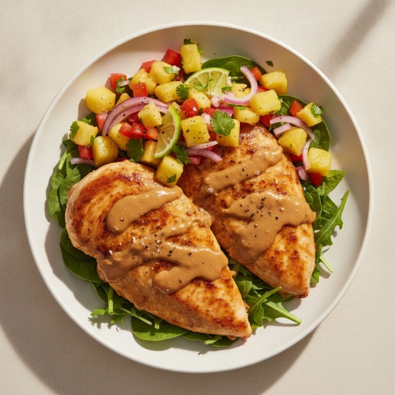 Peanut Chicken with Pineapple Salsa