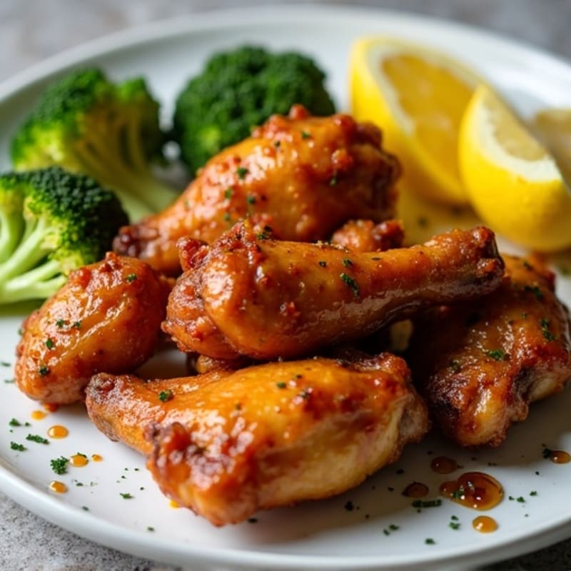 Crispy Baked Honey-Garlic Chicken Wings with Roasted Broccoli