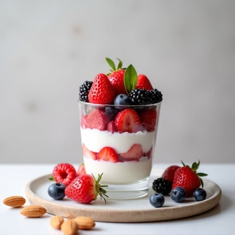 Greek Yogurt Protein Parfait with Berries and Almonds