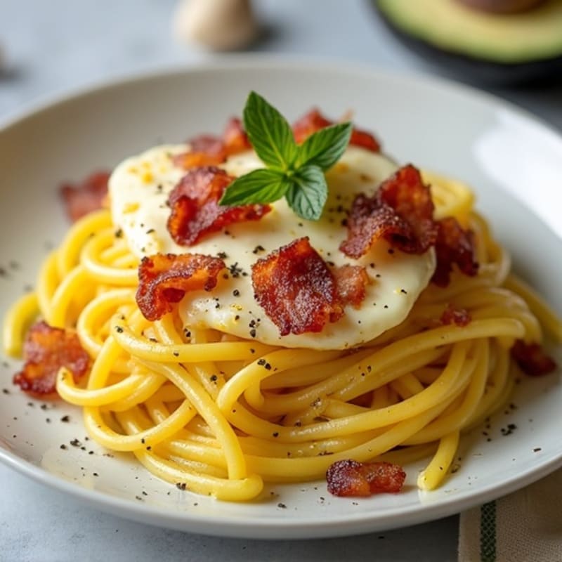 Creamy Turkey Bacon Spaghetti Squash Carbonara