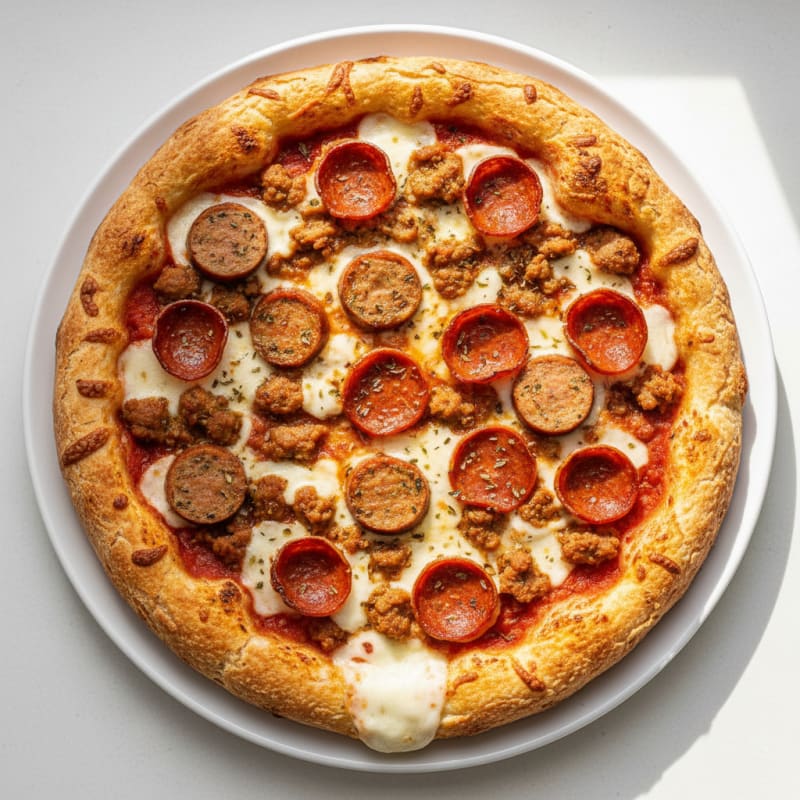 Crispy Meat Lovers Stuffed Crust Pizza