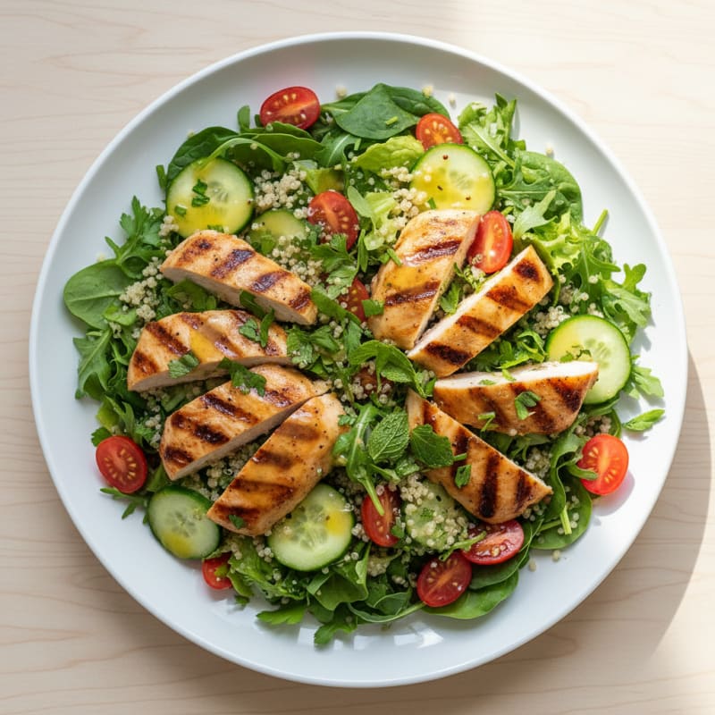 Grilled Chicken and Quinoa Salad with Fresh Greens