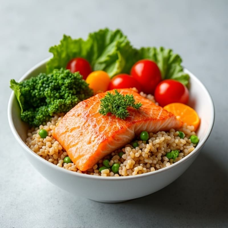 Fresh Salmon Rice Bowl with Crisp Vegetables