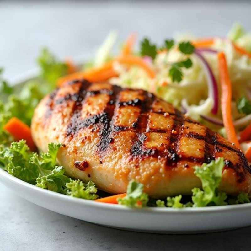 Grilled Chicken Breast with Crunchy Cabbage Slaw