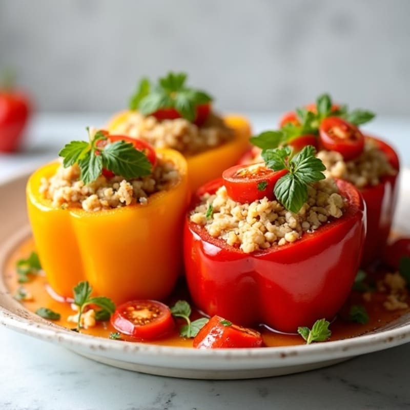 Savory Lean Ground Turkey Stuffed Bell Peppers