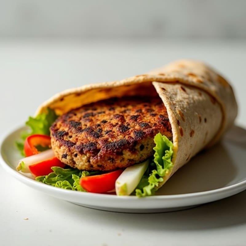 Hearty Black Bean Veggie Burger Wraps