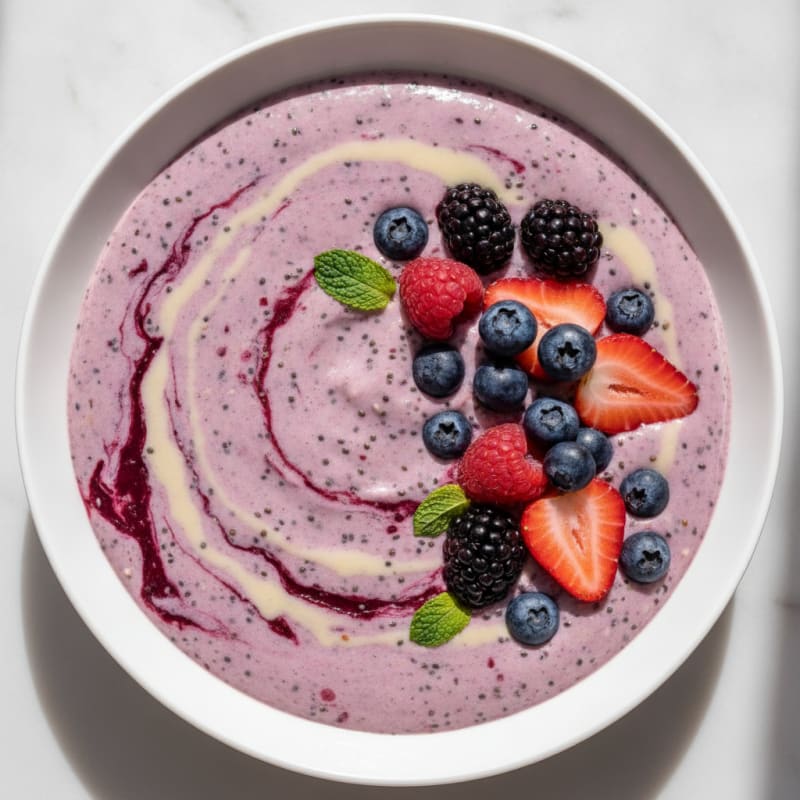 Silky Tofu Protein Smoothie with Chia and Berries