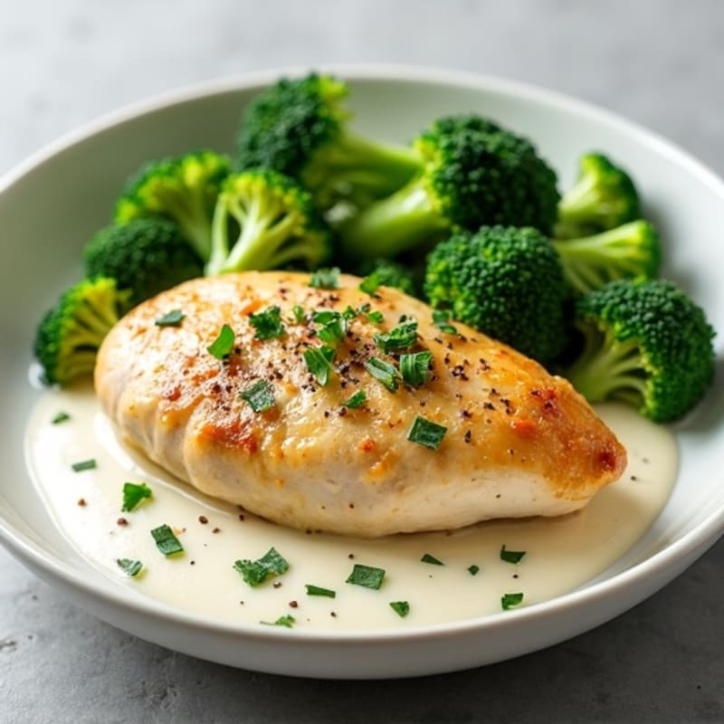 Coconut Chicken with Herbaceous Green Vegetables
