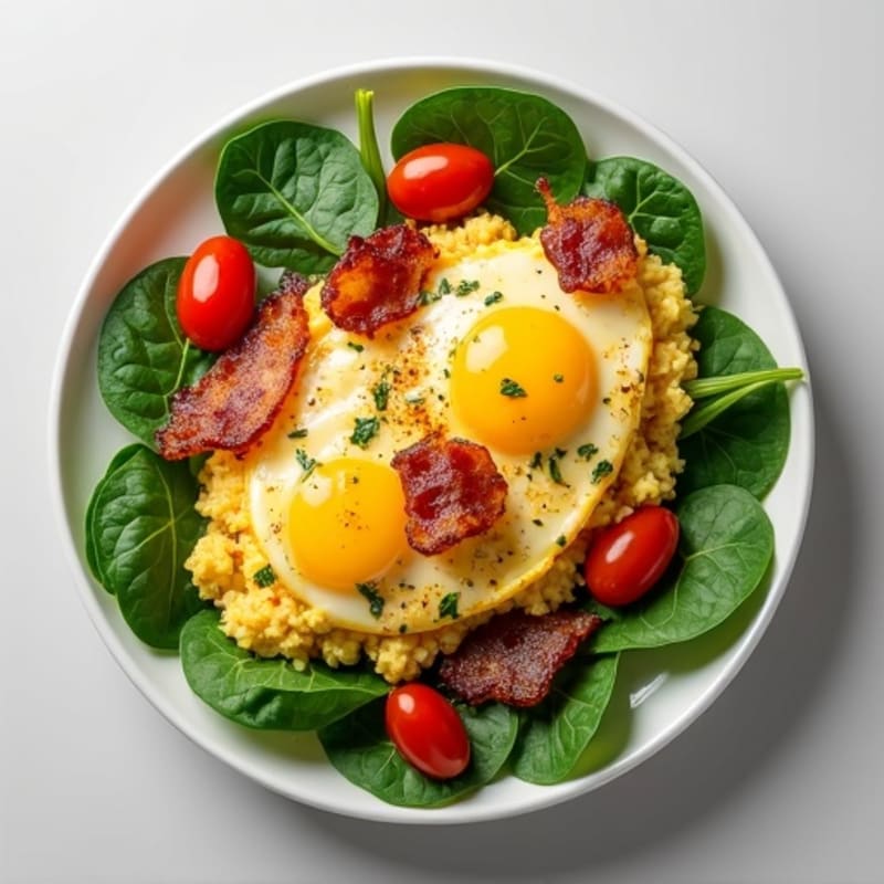Egg White Scramble with Spinach and Turkey Bacon