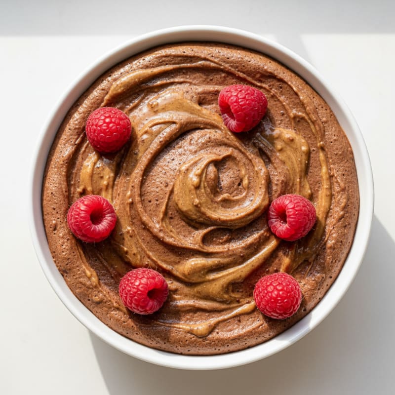 Silky Chocolate Protein Mousse with Almond Butter Swirl