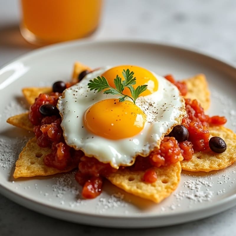 Baked Tortilla Chip Chilaquiles with Sunny Eggs