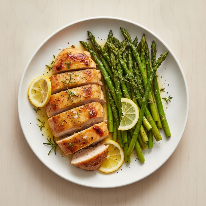 Lemon Herb Roasted Chicken with Asparagus