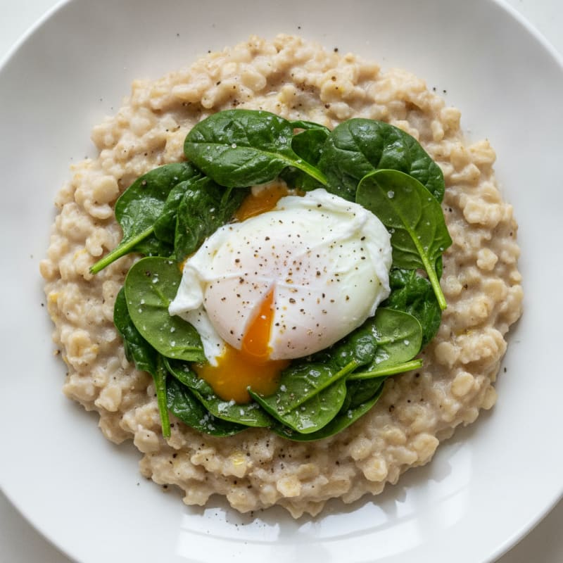 Savory Steel Cut Oats with Poached Egg