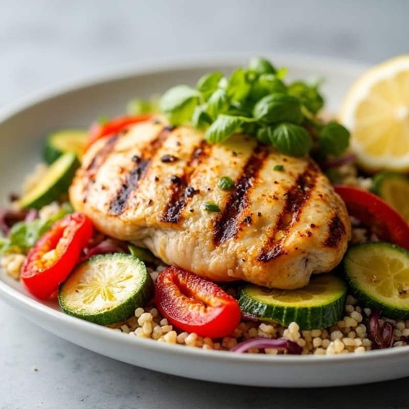 Grilled Chicken and Quinoa Salad with Roasted Vegetables