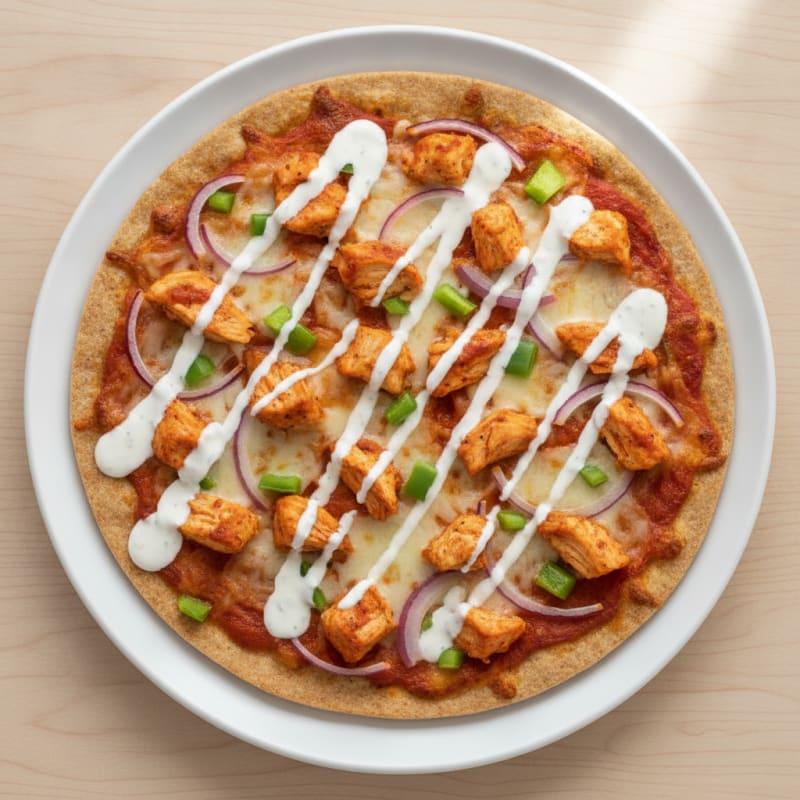 Buffalo Chicken Pizza with Ranch Drizzle