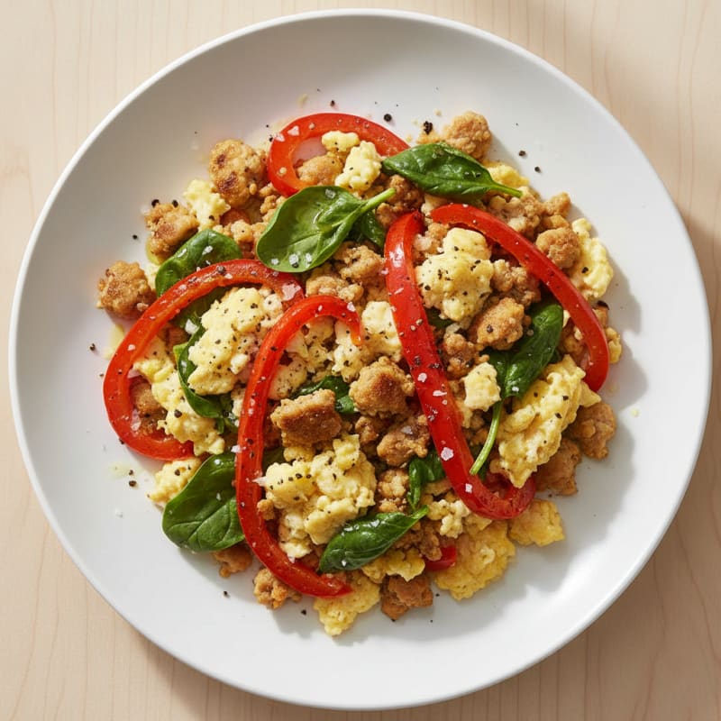 Turkey and Egg Scramble with Sautéed Peppers