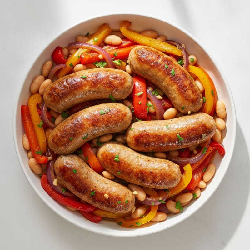 Pan-Seared Sausages with Peppers and Onions