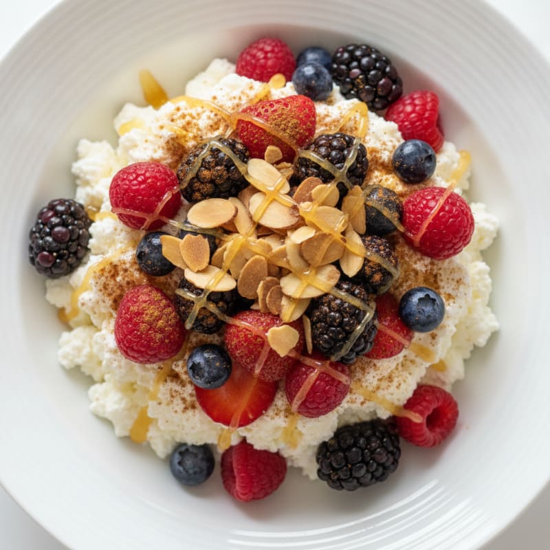Cottage Cheese Berry Parfait with Almonds