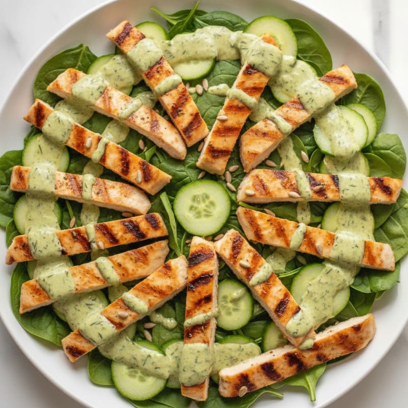 Chicken Spinach Salad with Creamy Herby Buttermilk Dressing